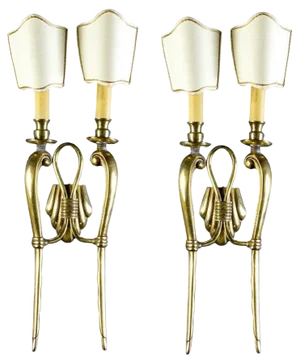 Set of Mid-Century Brass Sconces or Wall Lights, Italy, 1940s