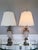 Glass Vintage Crystal and Brass Table Lamps With Marble Bases and Pleated Shades - a Pair For Sale - Image 7 of 15