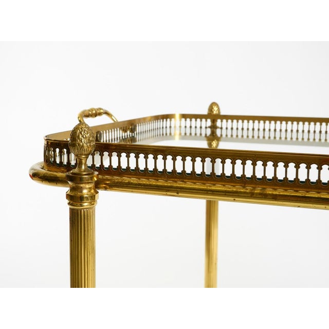 Neoclassical Brass Bar Cart with Glass Trays from Maison Jansen, 1960s For Sale - Image 15 of 18
