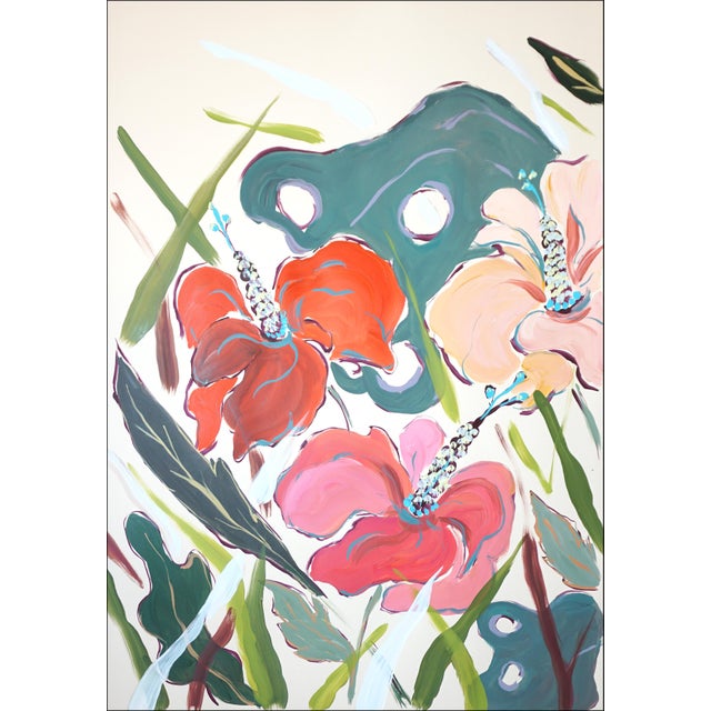 Illustration 2026, Illustration Style Diptych of Hibiscus Oasis, Tropical Painting on Watercolor Paper by Romina Milano For Sale - Image 3 of 10