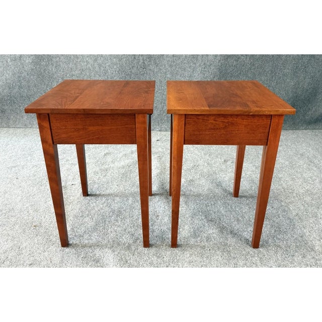 American Pair of One-Drawer Cherry Side Tables by the Woodshed For Sale - Image 3 of 14