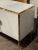 Very fine modern Murano glass sideboard. This piece has beautiful glistening white glass along with polished brass....