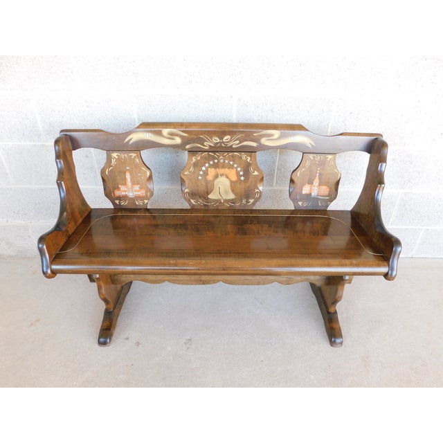 English Bicentennial Anniversary Bench by Standard Chair of Gardner Inc. For Sale - Image 3 of 12