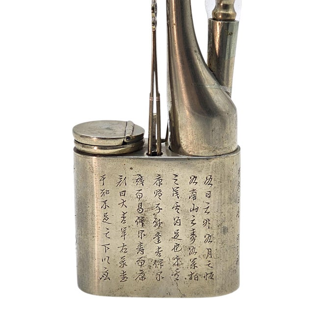 Antique Chinese Wenfang Scholar Desk Paktong Water Dropper Utensil Set 15" For Sale - Image 10 of 18
