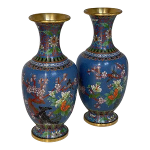 Pair 19th Century Cloissone Vases