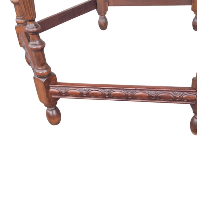 1940s Vintage American Cherry Center Table Carved Traditional For Sale - Image 13 of 17