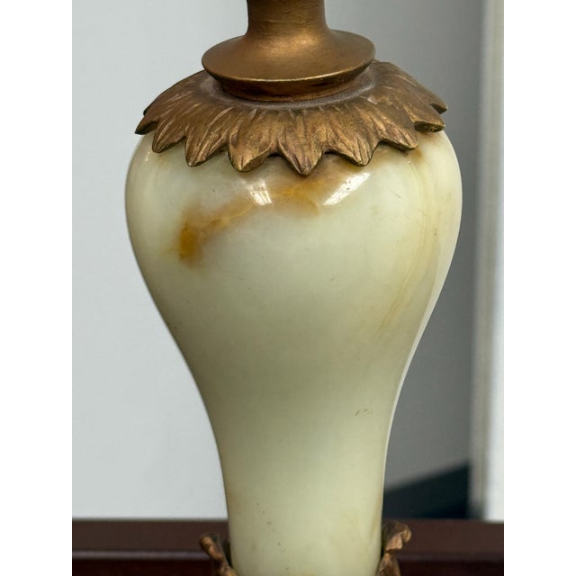 Vintage Neoclassical Alabaster Three-Light Candelabra Table Lamp For Sale - Image 10 of 12