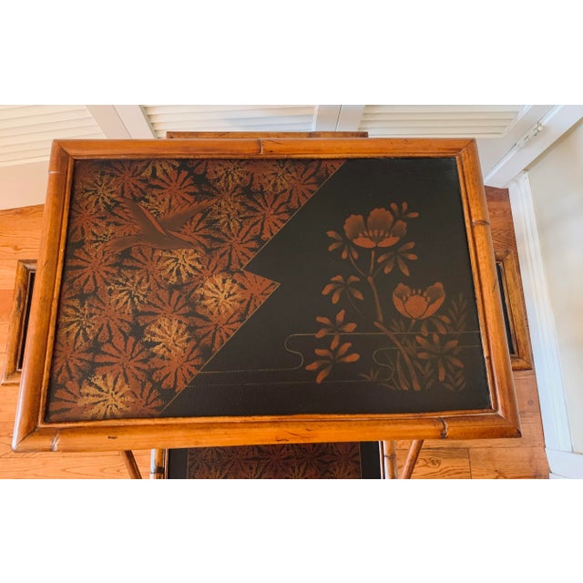 English Bamboo Tea Table With Folding Sides For Sale - Image 10 of 12