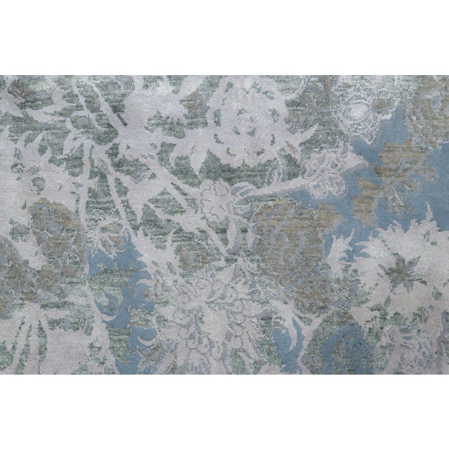 Late 20th Century Rug & Kilim’s Distressed Contemporary Floral Rug, in Gray & Blue Hues For Sale - Image 5 of 12