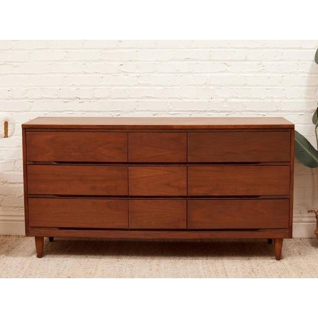 Mid-Century Modern Restored Nine Drawer Mid Century Dresser For Sale - Image 3 of 3