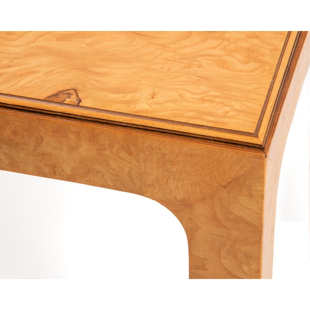 Wood Henredon Scene Two Olive Burl Square Parsons Table Mid Century Baughman For Sale - Image 7 of 11