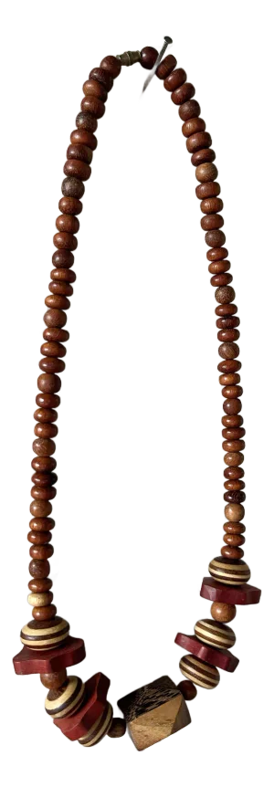 1970s Vintage Mid-Century Modern Chunky Wooden Boho Necklace