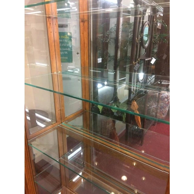 Traditional Vintage Curio Cabinet, Lighted Display Case, Oak Wood For Sale - Image 3 of 11