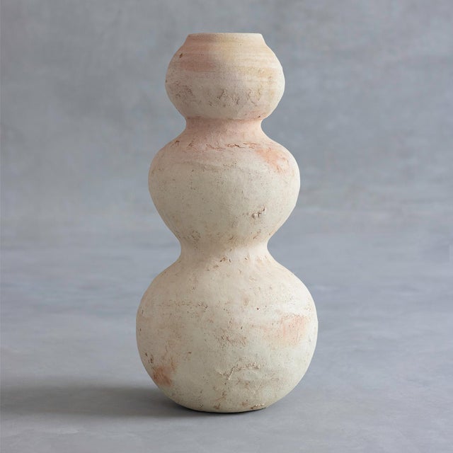 Art Deco Unglazed Terracotta Stacked Sphere Vase | One of a Kind For Sale - Image 3 of 11