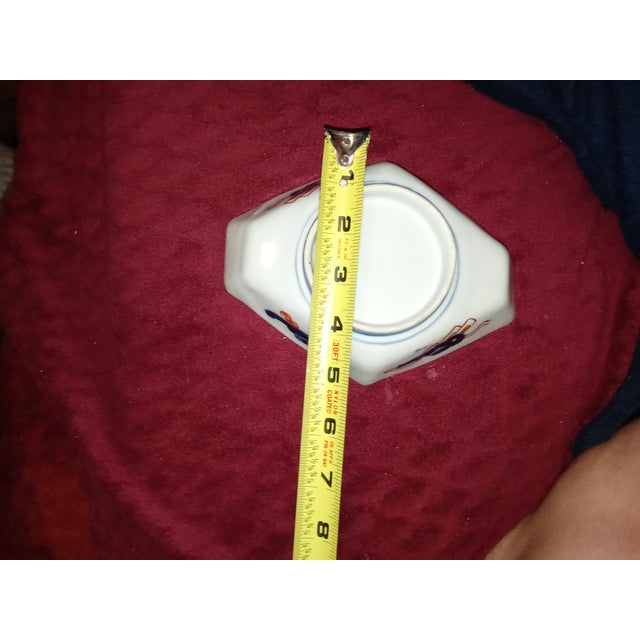 Abstract Antique Unique Hexagonal Imari Porcelain Dish 7" Mint! For Sale - Image 3 of 7