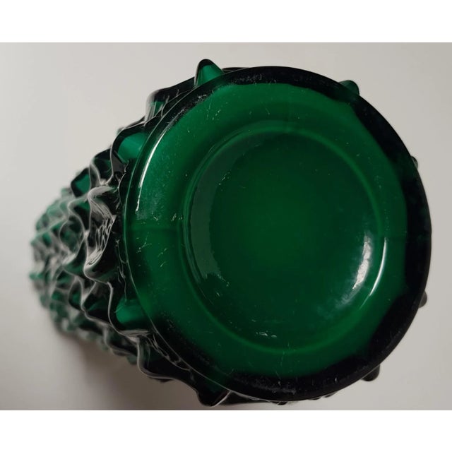 Cylindrical Green Borkenglas Vase with White Overglaze, 1970s, in Very Good conditions. Designed 1970 to 1979