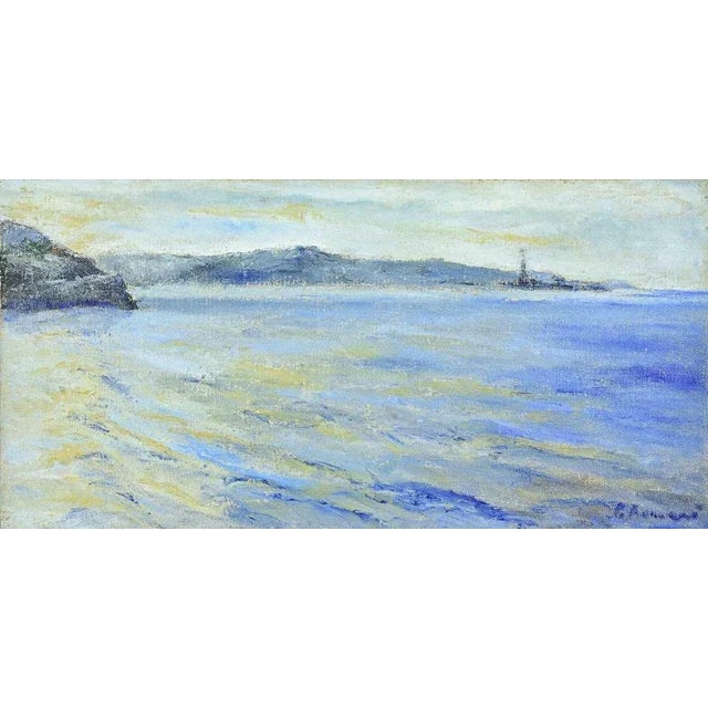 1990s Pino Romanò, Winter Afternoon on the Strait of Messina, Oil Painting, 1990s For Sale - Image 5 of 5