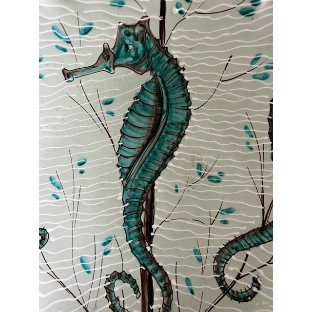 Italian Italian Hand Painted Pottery With Seahorse For Sale - Image 3 of 9