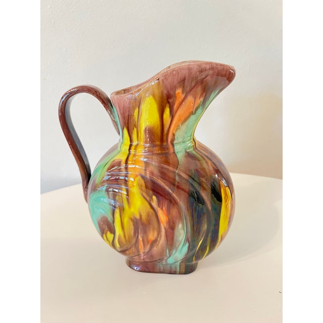 Earthenware Marbled Glaze Pitcher Measures 11"h x 8"w x 4"d
