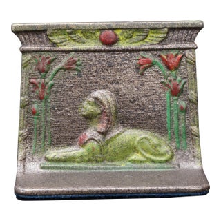 Tutmania Sphinx Profile Polychrome Cast Iron Bookend Circa 1926 For Sale