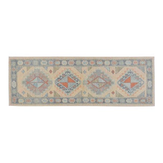 Turkish Oushak Knotted Wool Rug, 3'1''x9'4'' For Sale