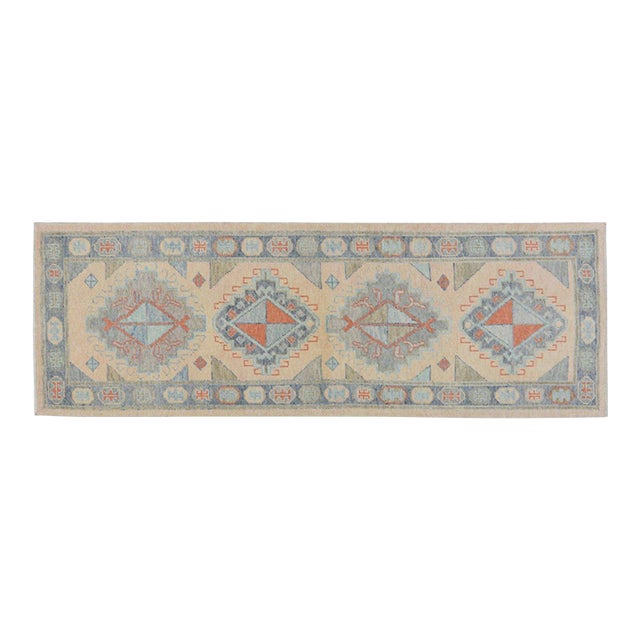 Turkish Oushak Knotted Wool Rug, 3'1''x9'4'' For Sale