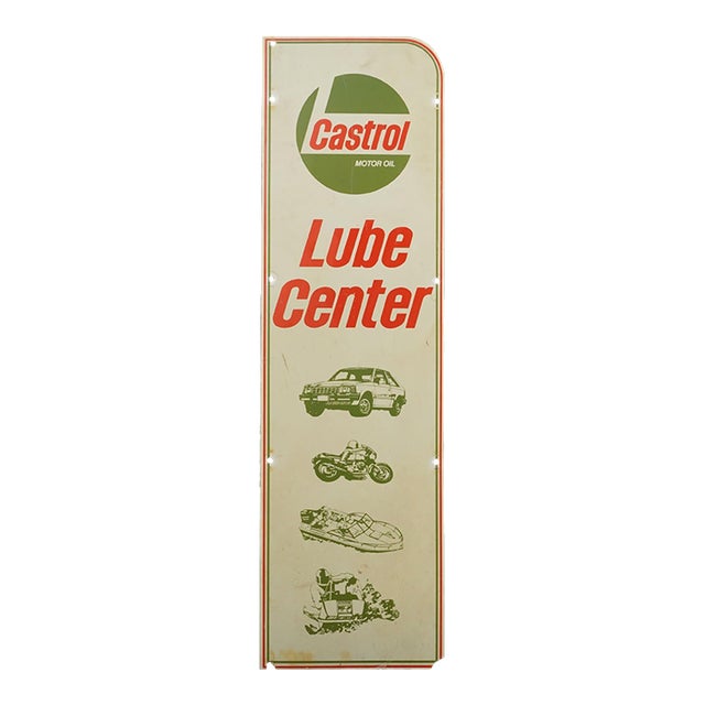 Vintage Vertical Castrol Motor Oil Lube Center Advertising Sign For Sale