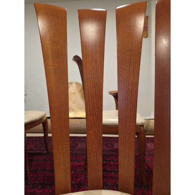 A Sibau Set of 8 Post Modern Vintage Italian Sculptural Cherry Wood Dining Chairs For Sale In Washington DC - Image 6 of 8