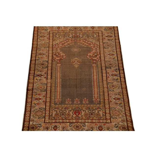 Traditional 1920s Antique Kayseri Rug in Red, Gold & Beige Floral Pattern For Sale - Image 3 of 8