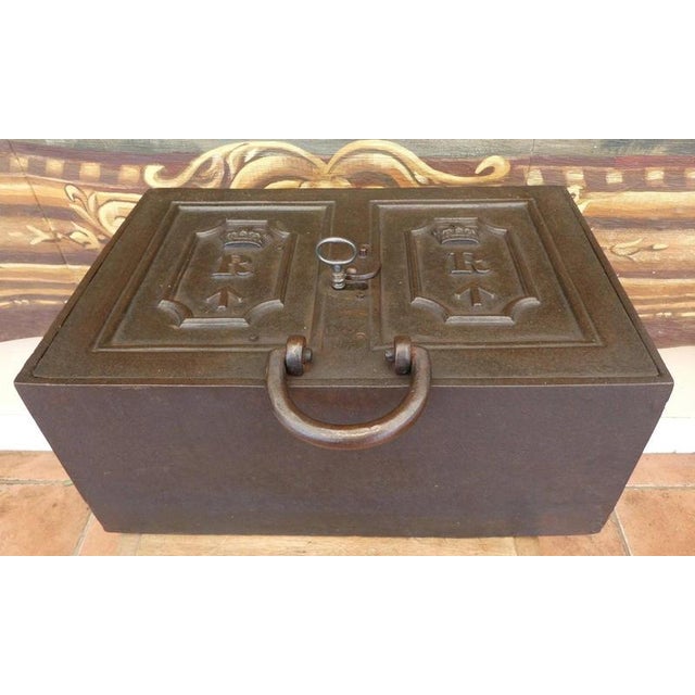 Metal Antique Victorian Cast Iron Military Revenue Chest, 1860 For Sale - Image 7 of 17