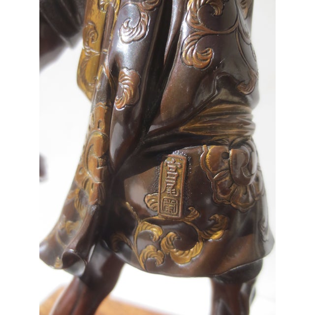 Miyao Fisuke Meiji Japanese Gilt and Bronze Figures- A Pair of 2 For Sale - Image 14 of 15