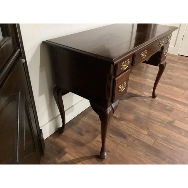 Chippendale Vintage Mahogany Solid Wood Chippendale Style Executive Desk Excellent For Sale - Image 3 of 12