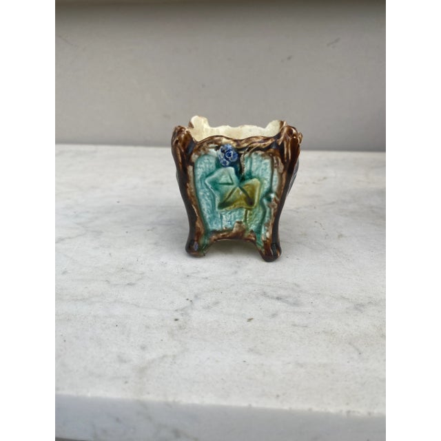 Shabby Chic Small French Majolica Cache Pot Onnaing, Circa 1890 For Sale - Image 3 of 7