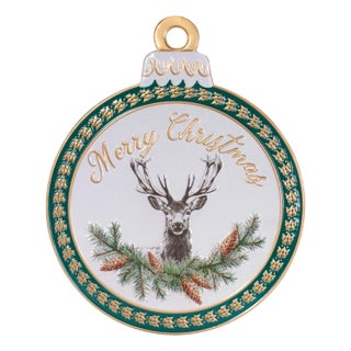 Merry Christmas Deer Ornament Wall Sign 15"H For Sale