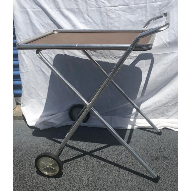 1950s Aluminum Folding Bar Cart For Sale In New York - Image 6 of 8