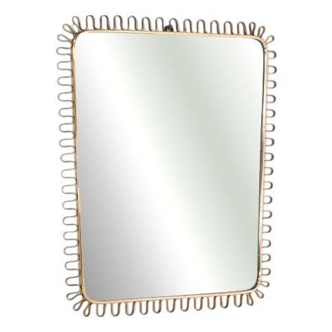 Brass Wall Mirror, Italy, 1950s For Sale