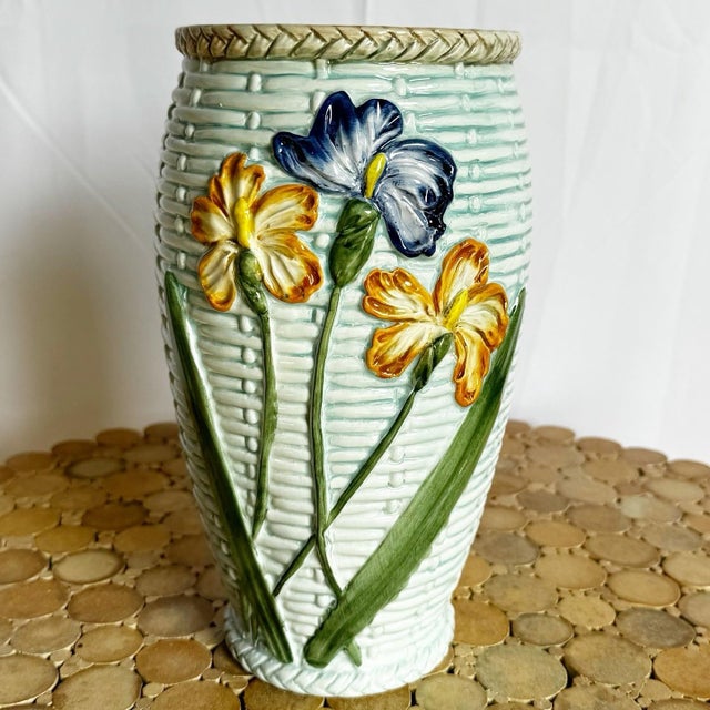 Add a touch of timeless Italian charm to your decor with this vintage hand-painted floral ceramic vase. Featuring vibrant,...