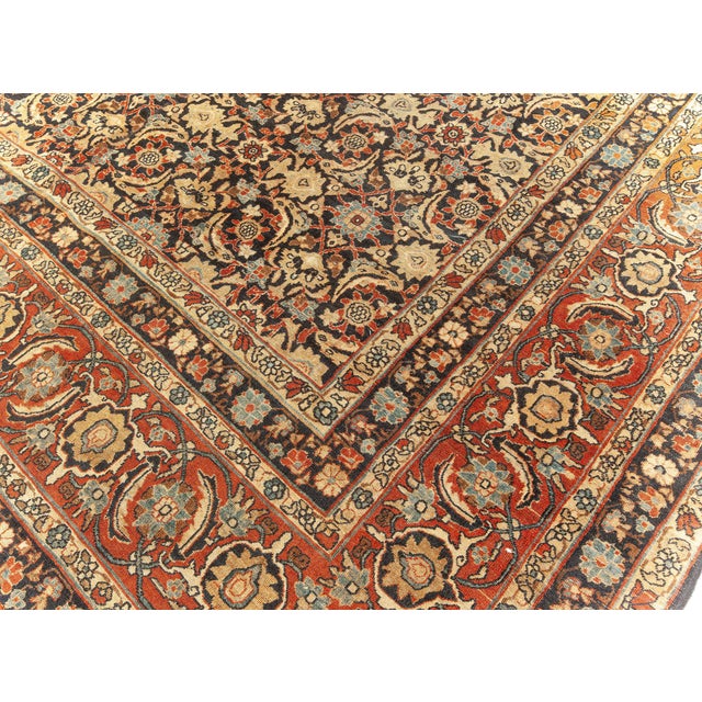 Textile Fine Antique Kirman Rug in Black, Red and Yellow For Sale - Image 7 of 9