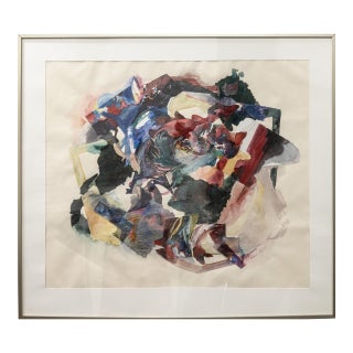Fran Levin - Signed, C. 1980s Modern Watercolor Collage Abstract Expressionist For Sale