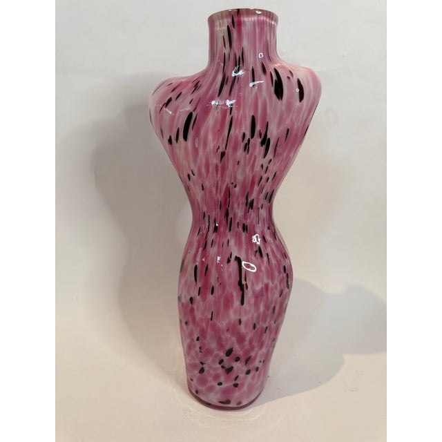 1960s Vintage Pink Murano-Style Art Glass Female Torso Vase For Sale - Image 5 of 6