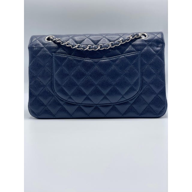 Chanel Classic Double Flap Bag Quilted Caviar Navy For Sale - Image 9 of 9