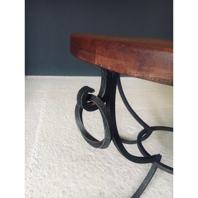 Wood Rustic Oak and Wrought Iron Coffee Table, Belgium, 1950s For Sale - Image 7 of 15