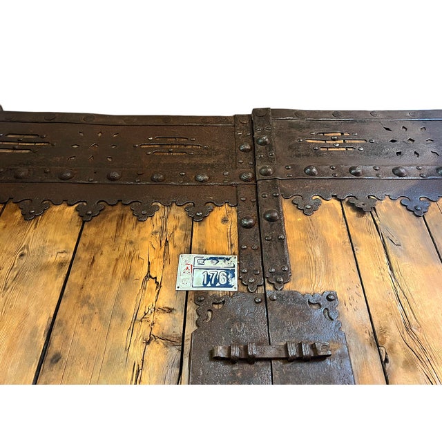 Antique Mongolian Wood & Iron Entry Doors For Sale - Image 4 of 7