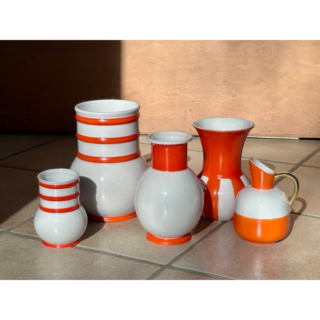 Bauhaus Art Deco Sculptural Ceramic Vases from Carstens Gräfenroda, Germany, 1930s, Set of 5 For Sale - Image 3 of 18