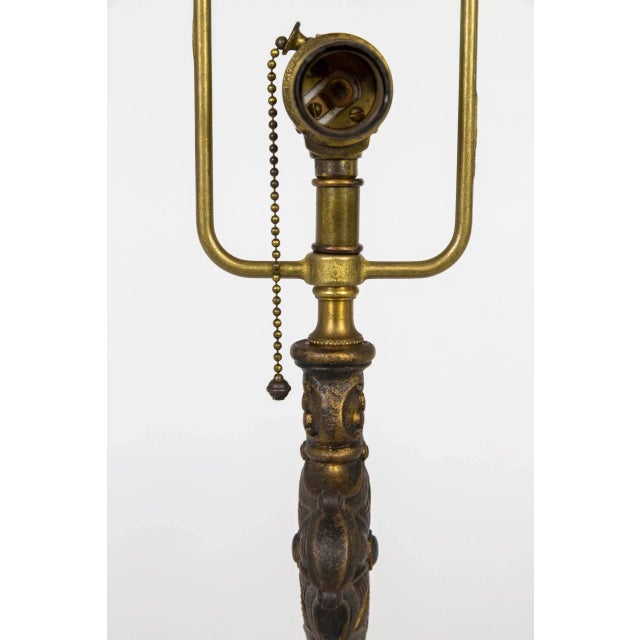 Brass Early 20th Century Cast Brass Table Lamp with Spider Web For Sale - Image 8 of 12