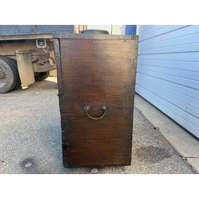 Metal Vintage Antique Asian Storage/Blanket/ Hope Chest With Heavy Iron Latch For Sale - Image 7 of 12