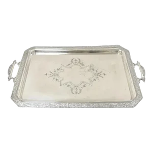 Antique Wilcox Victorian Aesthetic Movement Silver Plated Serving Platter Tray