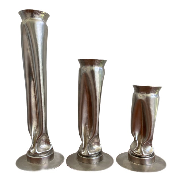 Thomas Roy Markusen Brutalist Nickel Plated Vases, Set of 3, 1970s For Sale