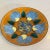 Mid Century Original Edwards Star Enamel Plate Dish in Blue, Turquoise Yellow and Copper Measures approx: 9.5D x 1H Please...