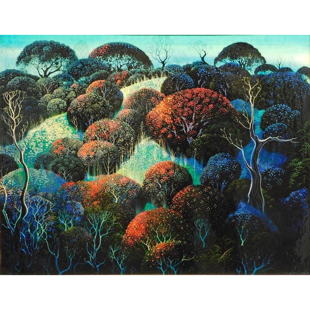 "Holly Covered Hills" by Eyvind Earle Original Oil Painting on Panel Hand Signed by the Artist Original Oil Painting on...